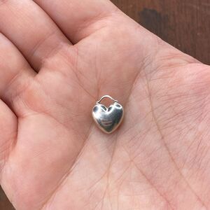 Tiffany & Co. 925 Sterling Silver Puffy Heart Signed Pendant Bracelet Charm